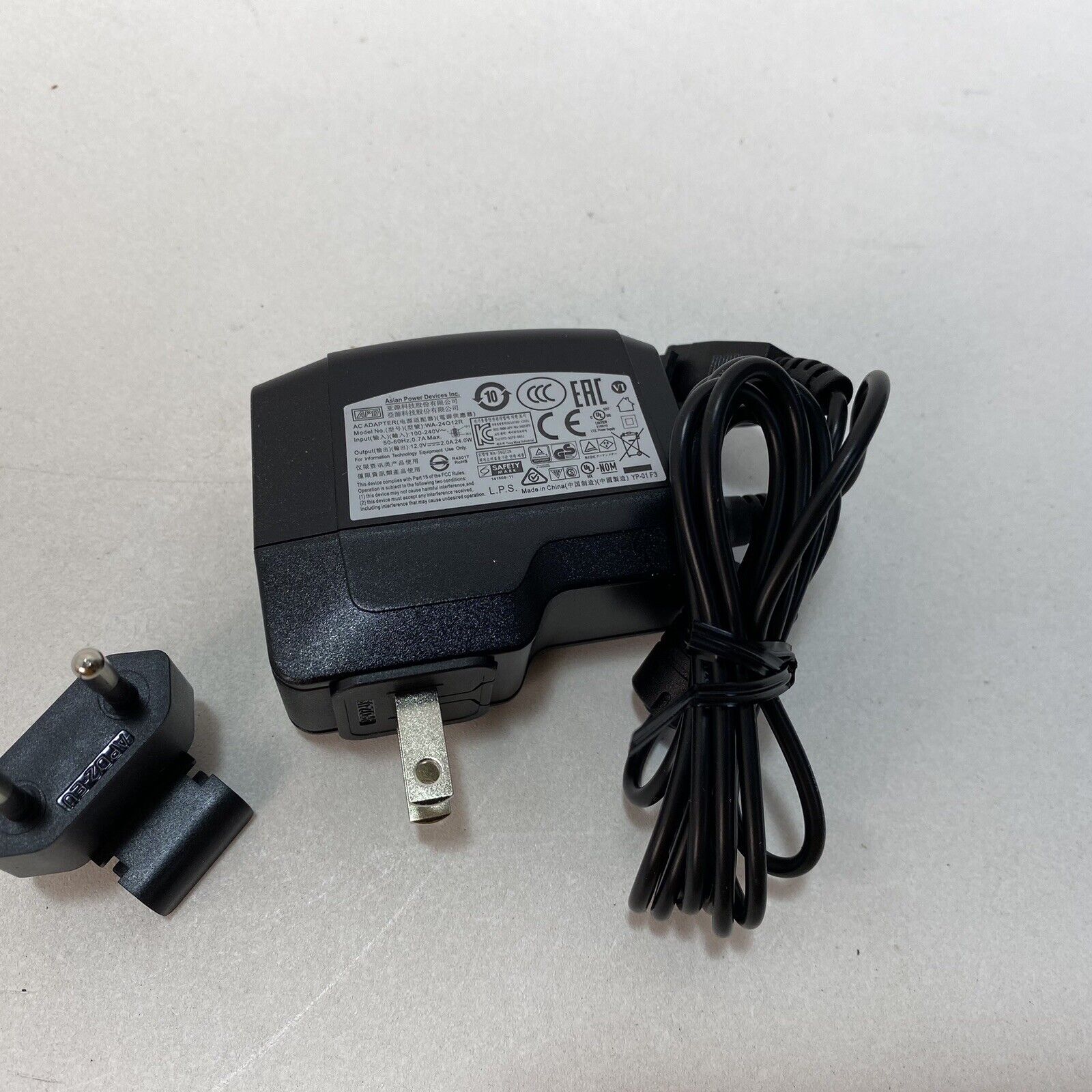 *Brand NEW* GENUINE APD WA-24Q12R 100/240V 12V 2A AC ADAPTER THIN TIP - W/ Euro Adapter Power Supply